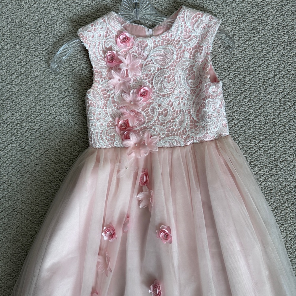 Pink Lace & Tulle Flower Girl Dress